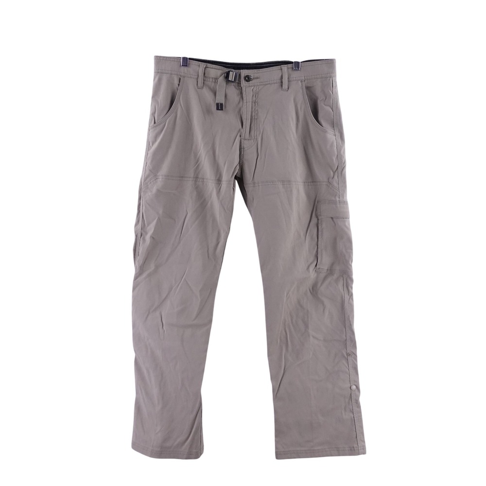 Prana Zion Stretch Hiking Pants Mens 34x30 Belted Tan Cargo Breathable Trousers